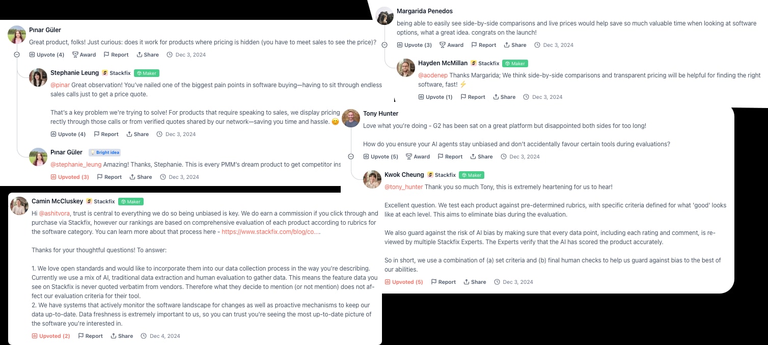 product hunt team comments